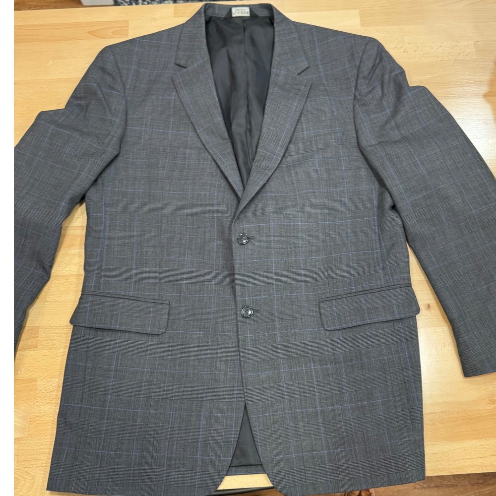 Jos A Bank Classic Collection Mens Blazer 44L Gray Plaid Wool Sport Coat